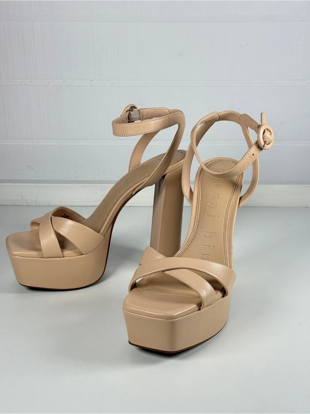 Never worn Gianni Bini Beige Platform Ankle-Strap Sandals